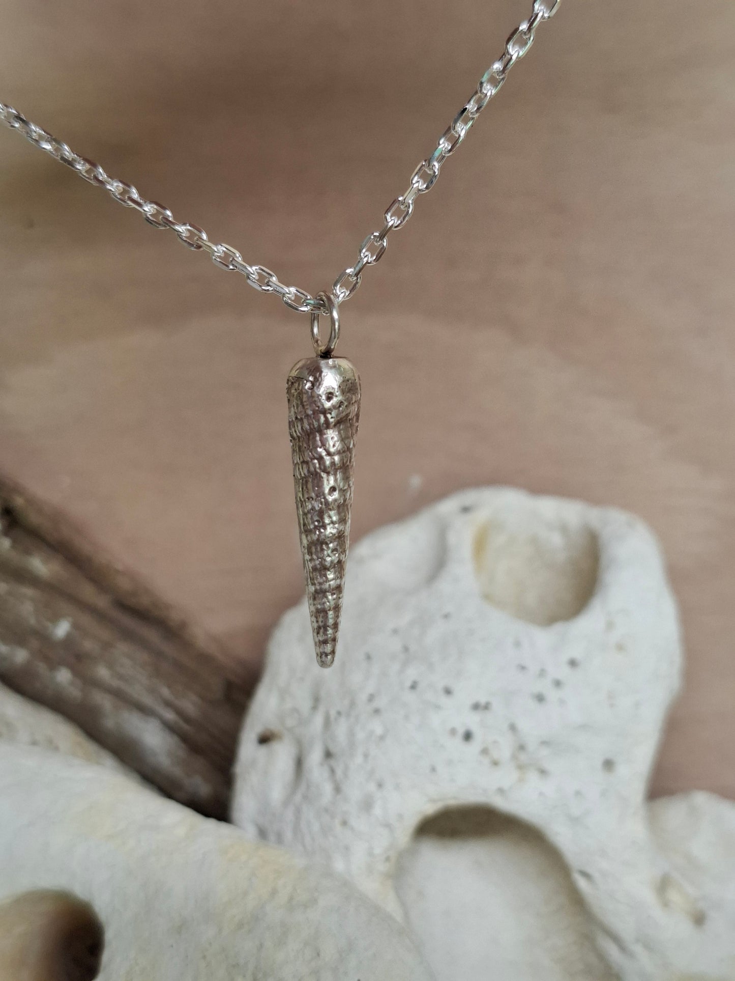 Silver auger shell pendant necklace - Shelley Ide Jewellery