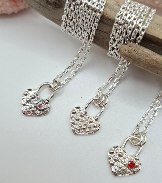 Silver sea urchin shell heart padlock style pendant - Shelley Ide Jewellery