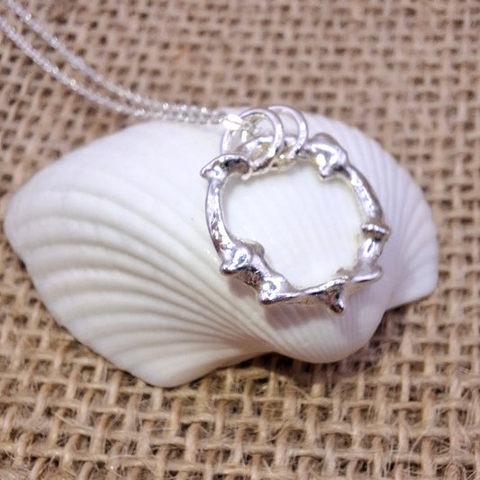 Seafoam inspired handmade silver pendant