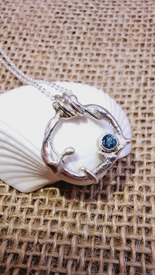 Seafoam inspired handmade silver pendant