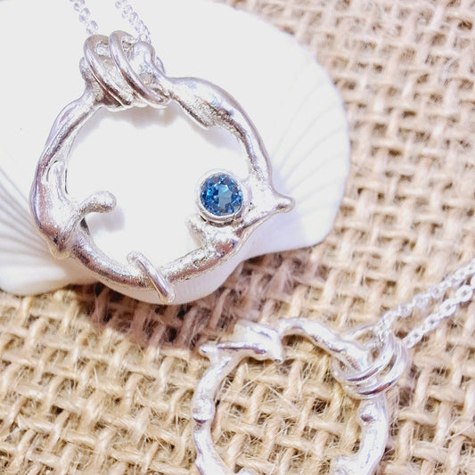 Seafoam inspired handmade silver pendant