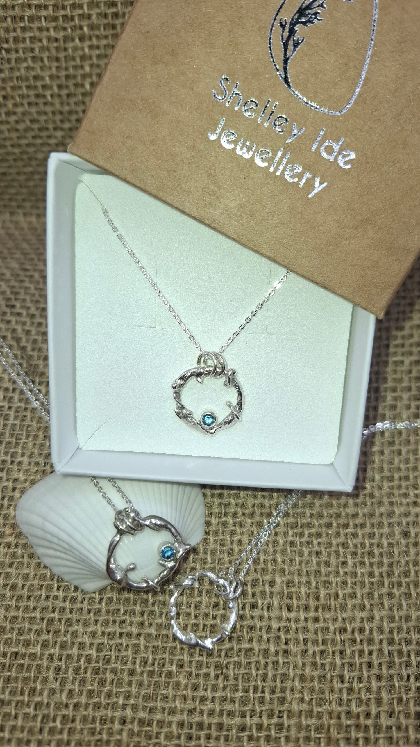 Seafoam inspired handmade silver pendant