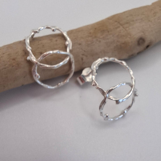 Interlocking Seafoam Half Hoop Stud Earrings | Ocean-Inspired Handmade Jewellery