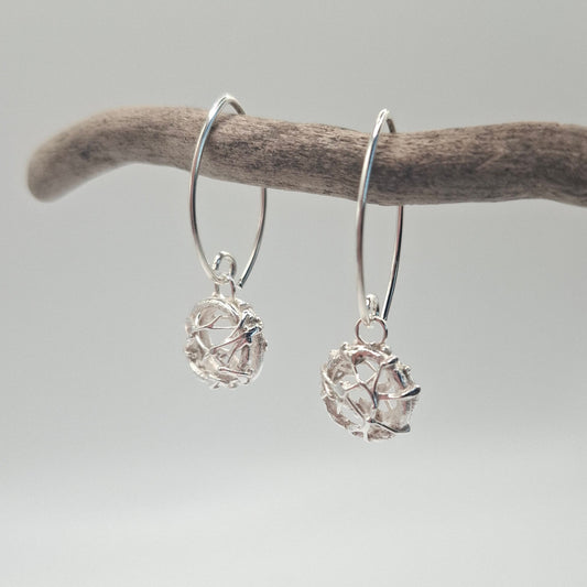 Tangled Fishing Net Silver Statement Earrings | Ocean-Inspired Handmade Jewellery