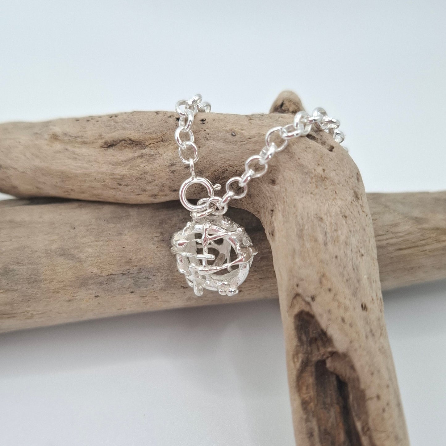 Tangled Tides Fishing Net Charm Silver Bracelet | Ocean-Inspired Handmade Jewellery