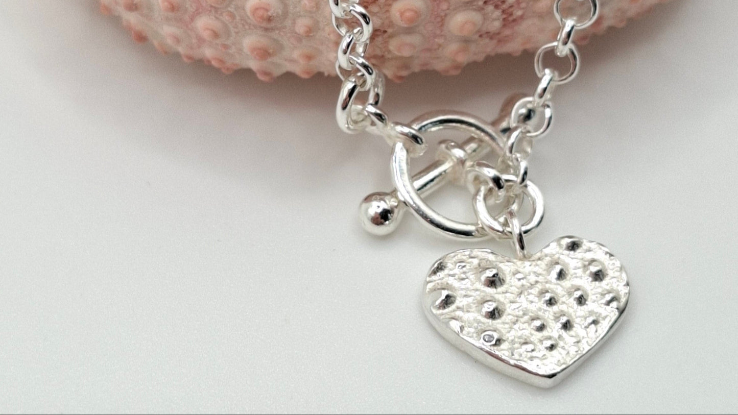 Silver sea urchin heart toggle bracelet | Ocean-Inspired Handmade Jewellery
