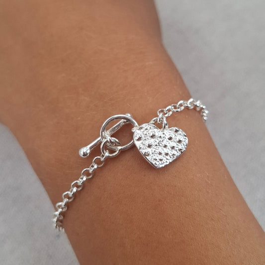 Silver sea urchin heart toggle bracelet | Ocean-Inspired Handmade Jewellery