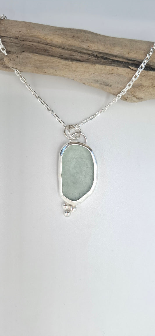 Large light blue Sussex seaglass pendant | Ocean-Inspired Handmade Jewellery