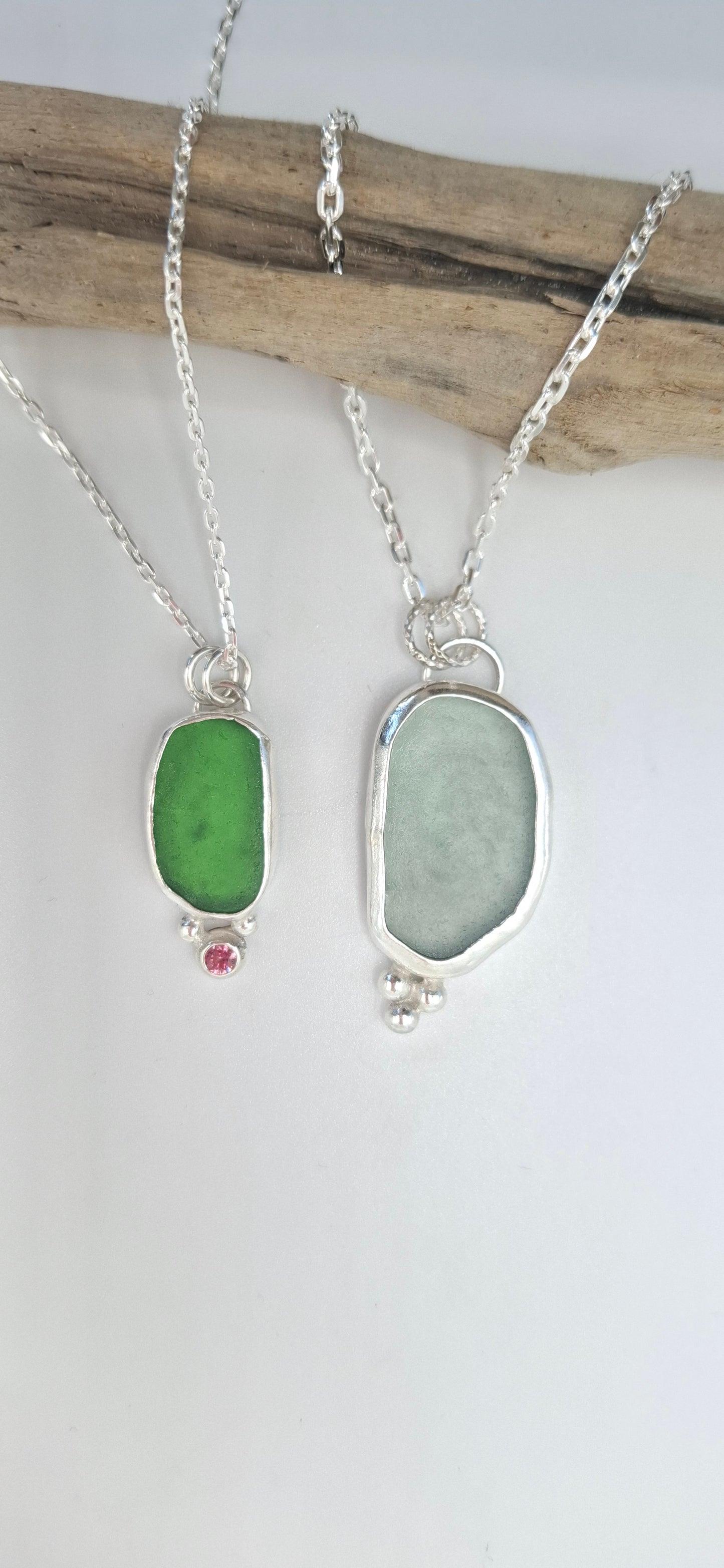 Bright bottle green Sussex seaglass pendant | Ocean-Inspired Handmade Jewellery