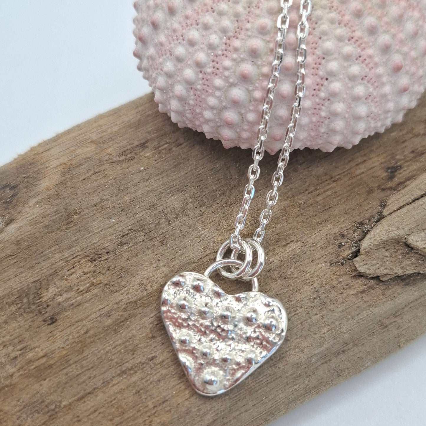Cast Silver Sea Urchin Heart Pendant