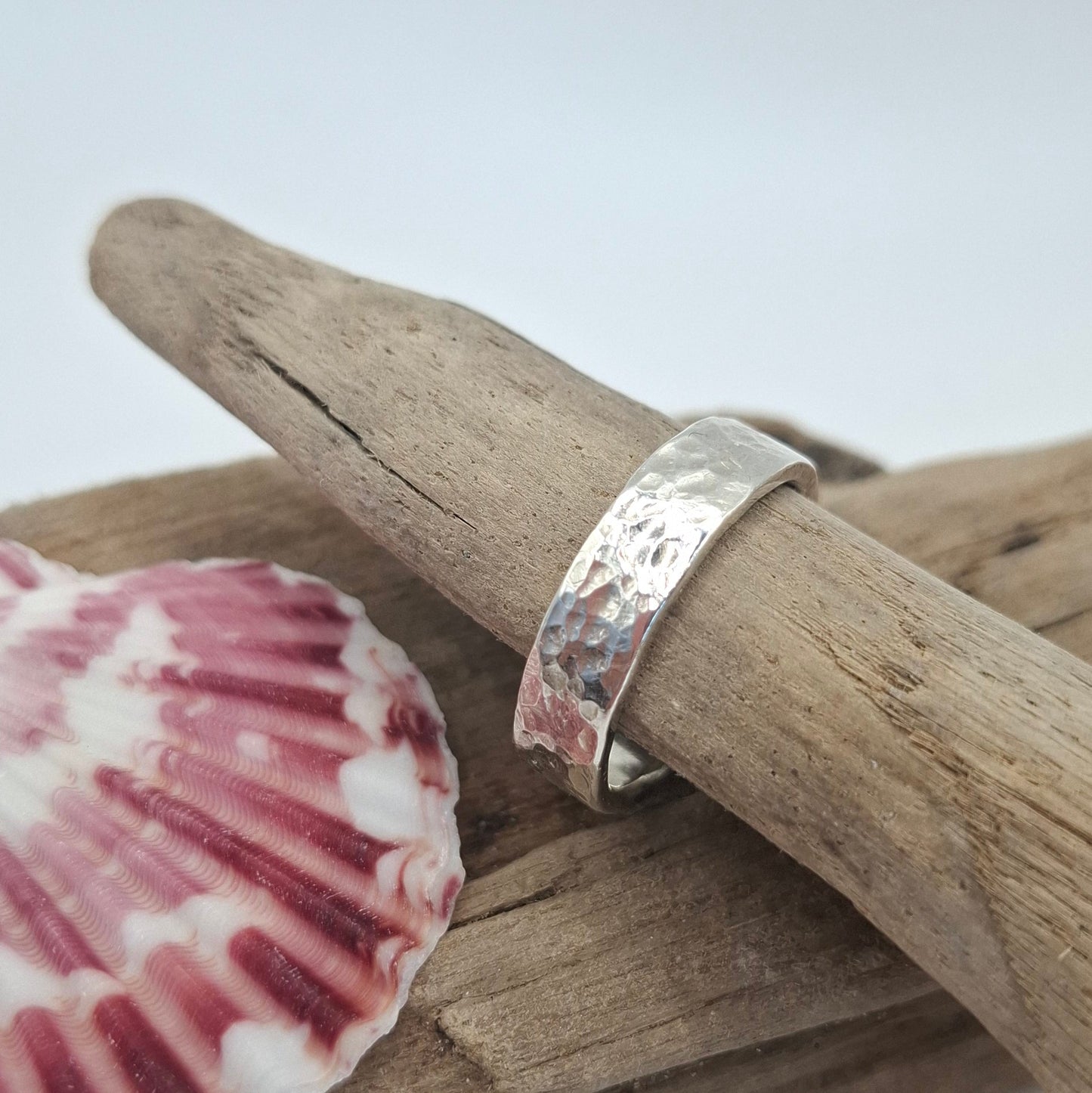 Hammered textured sterling silver ring | Ocean-Inspired Handmade Jewellery