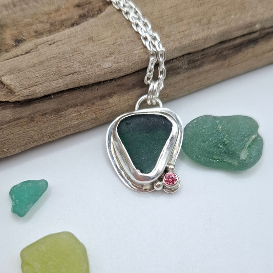 Channel Islands aqua green seaglass pendant | Ocean-Inspired Handmade Jewellery