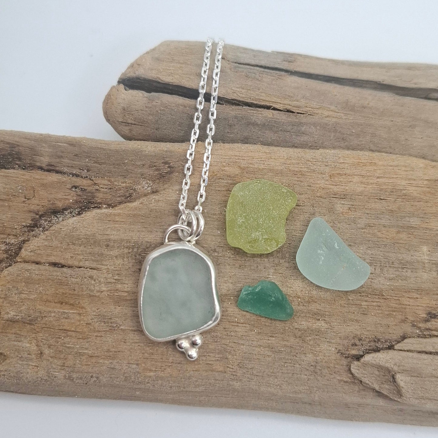 Channel Islands pale blue seaglass pendant | Ocean-Inspired Handmade Jewellery