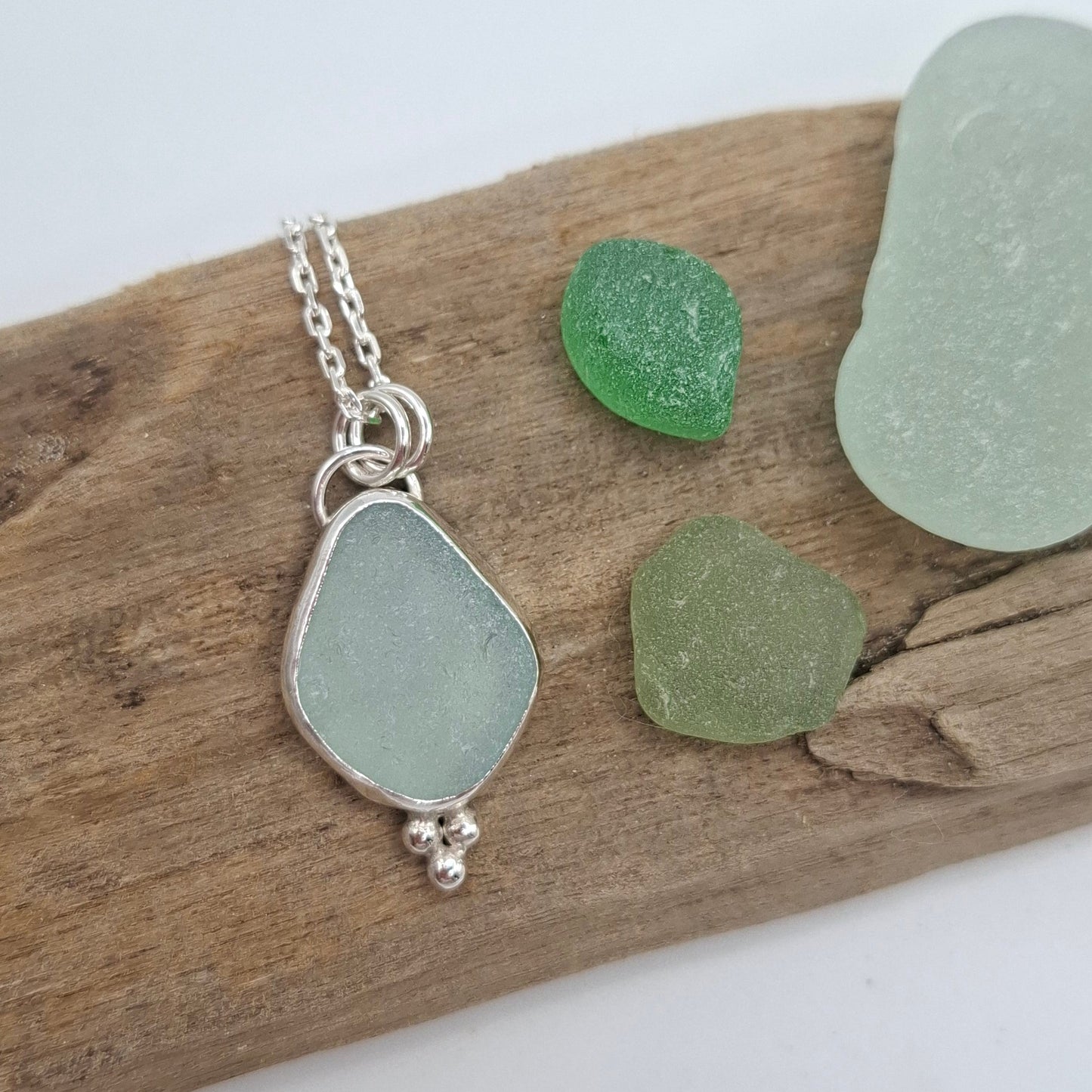Channel Islands pale blue seaglass pendant