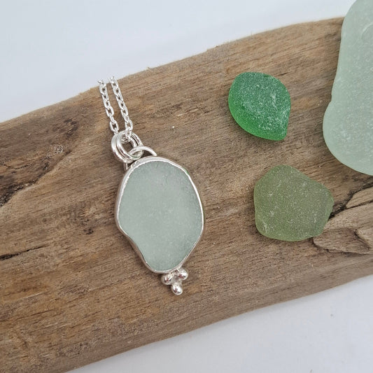 Channel Islands pale blue seaglass pendant