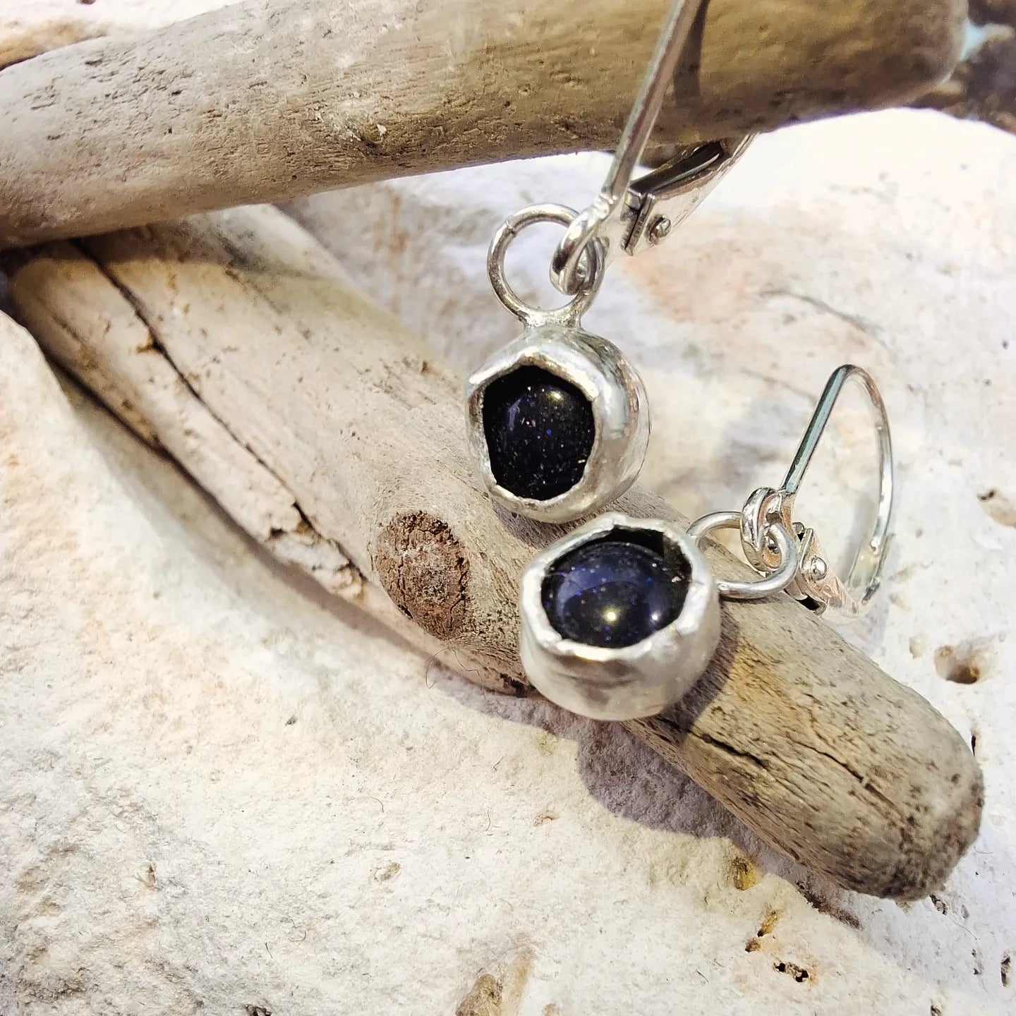 Blue goldstone and silver earrings | Shelley Ide Jewellery