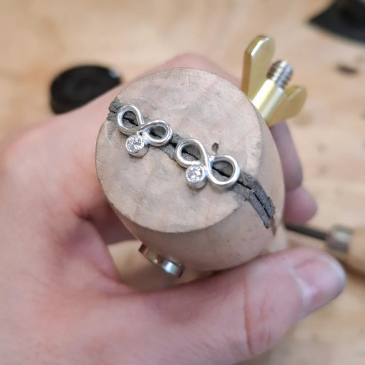 Silver infinity cubic zirconia earring studs | Ocean-Inspired Handmade Jewellery