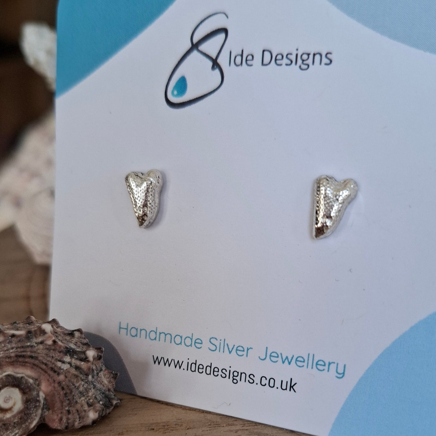 Coral Branch Silver Heart Studs