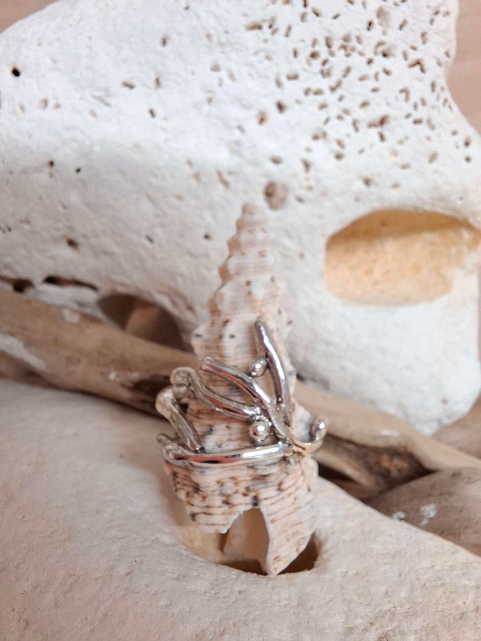 Coral inspired silver ring.