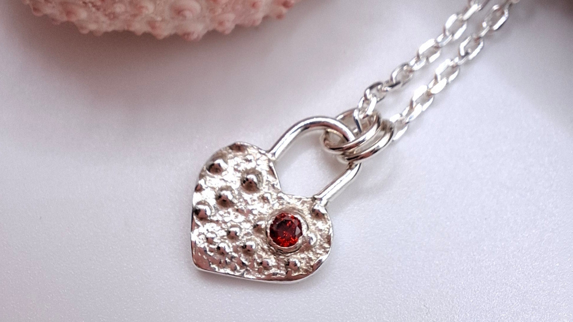 Silver Sea Urchin Shell Heart Padlock Style Pendant 