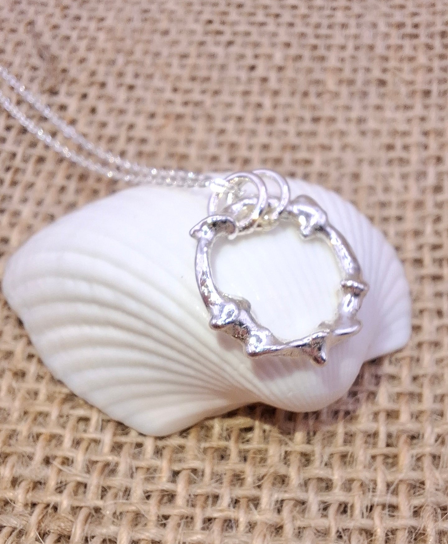 Seafoam inspired handmade silver pendant