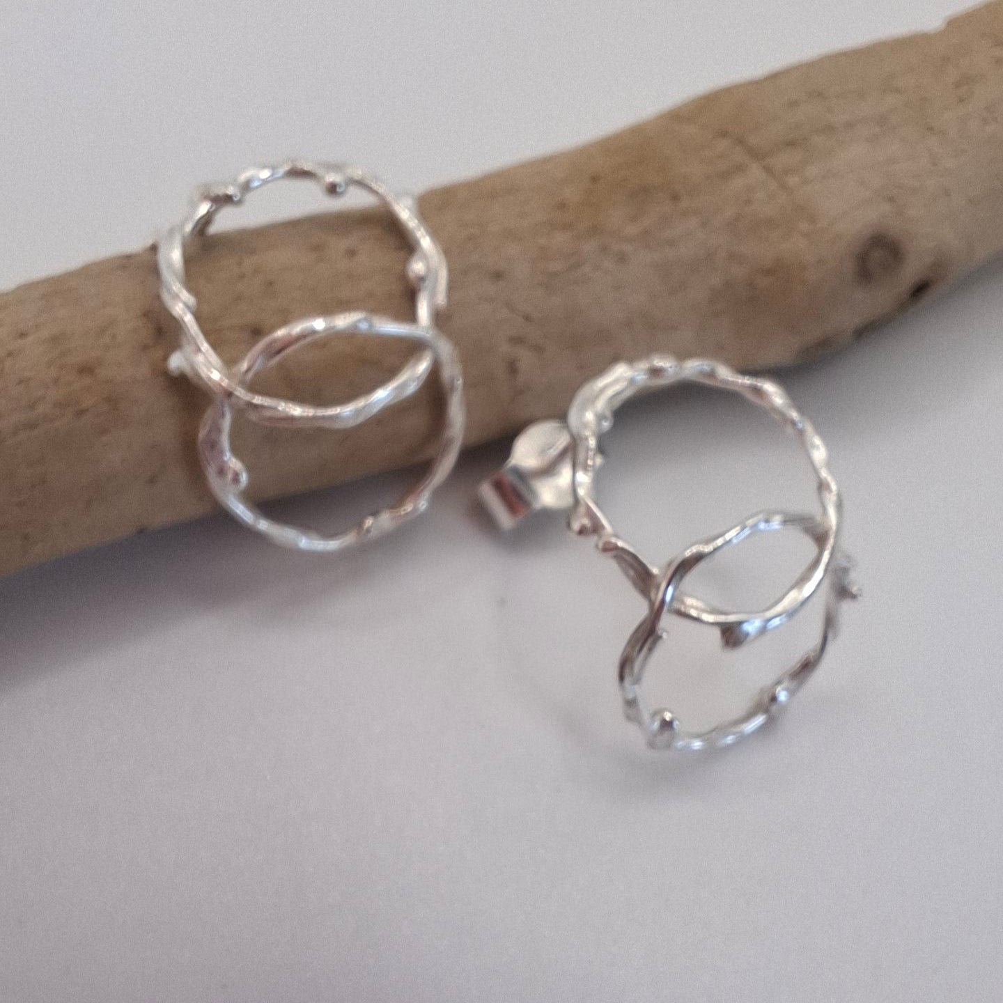Interlocking Seafoam Half Hoop Stud Earrings | Ocean-Inspired Handmade Jewellery 