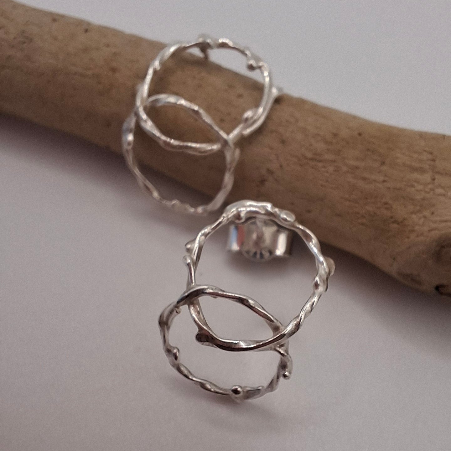 Interlocking Seafoam Half Hoop Stud Earrings | Ocean-Inspired Handmade Jewellery 