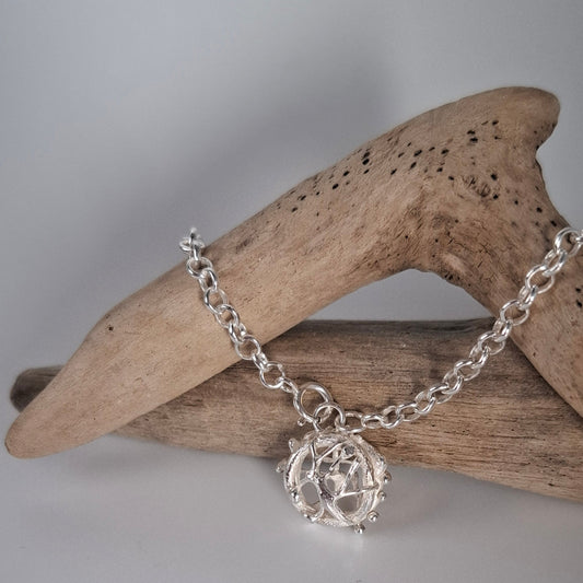 Tangled Tides Fishing Net Charm Silver Bracelet | Ocean-Inspired Handmade Jewellery 