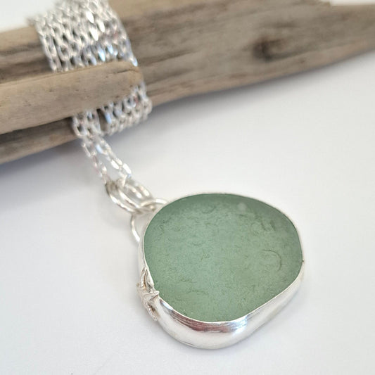 Large Welsh aqua seaglass pendant | Ocean-Inspired Handmade Jewellery - Shelley Ide Jewellery