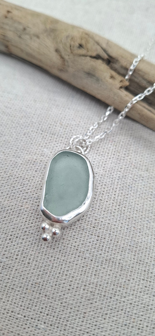 Large light blue Sussex seaglass pendant | Ocean-Inspired Handmade Jewellery