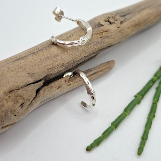 Silver Samphire Half Hoop Earrings | Ocean-Inspired Handmade Jewellery 