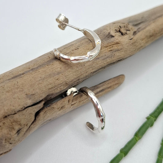 Silver Samphire Half Hoop Earrings | Ocean-Inspired Handmade Jewellery 