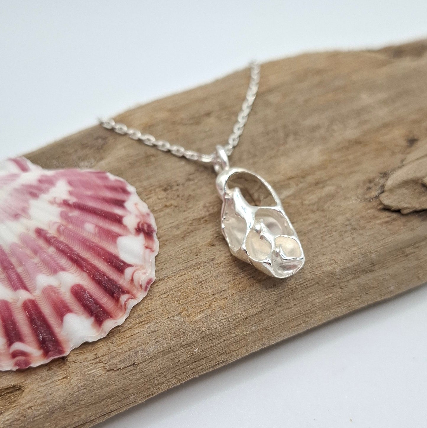 Cast silver seashell pendant with necklace | Ocean-Inspired Handmade Jewellery