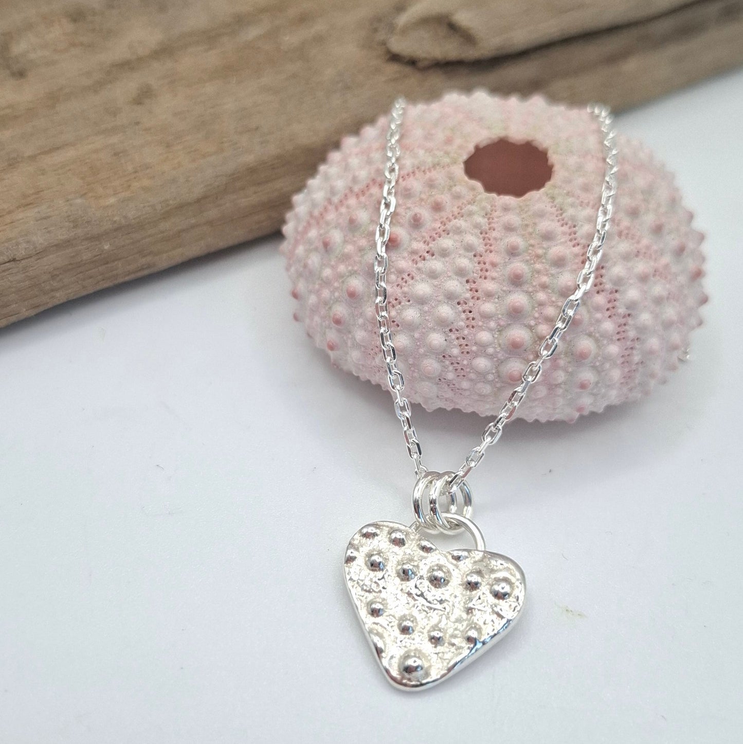 Cast Silver Sea Urchin Heart Pendant 
