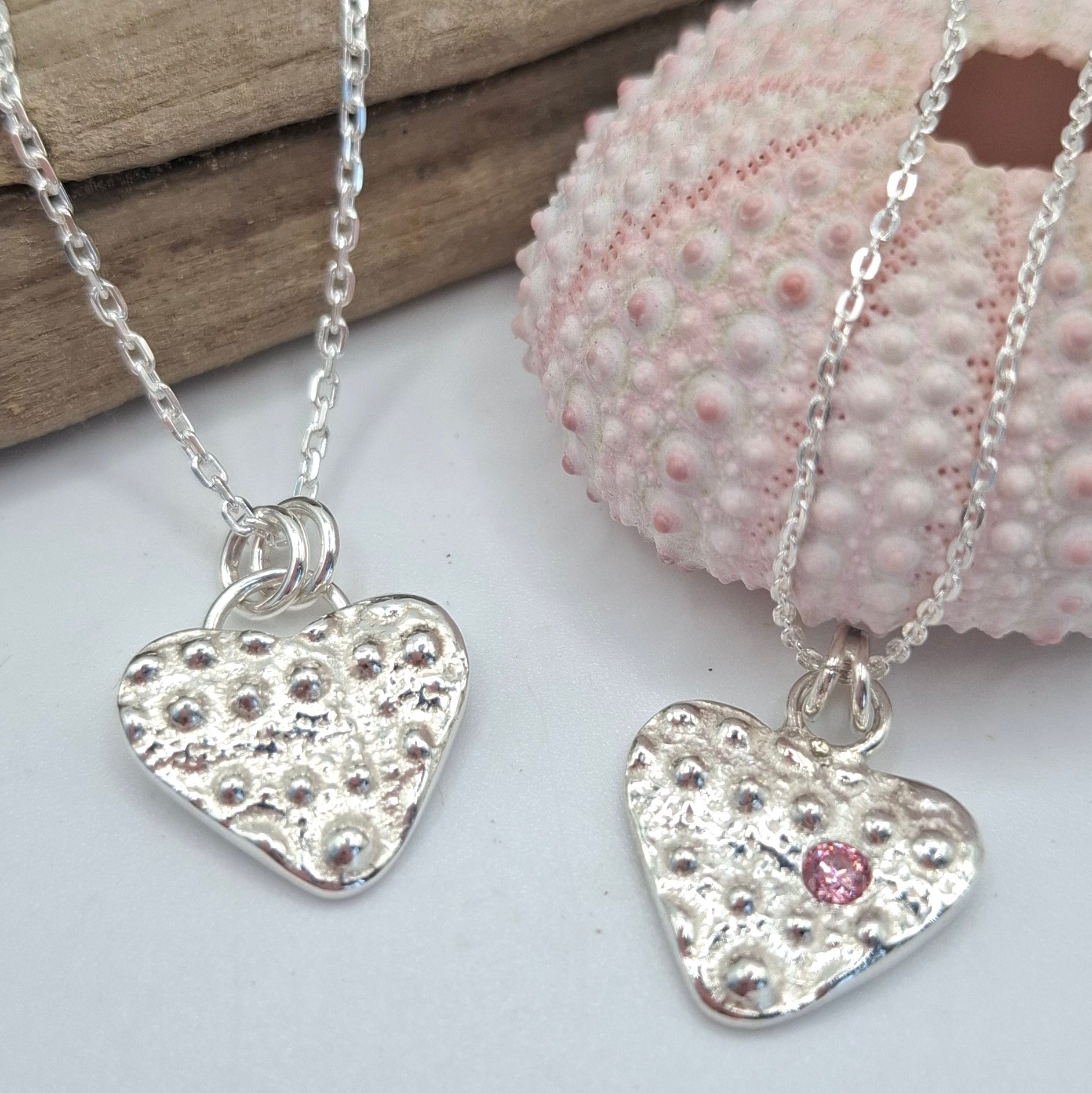 Cast Silver Sea Urchin Heart Pendant 