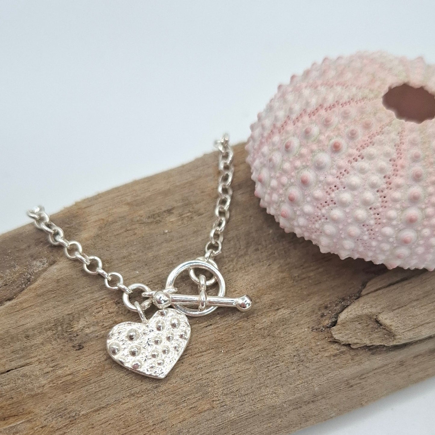 Silver sea urchin heart toggle bracelet | Ocean-Inspired Handmade Jewellery