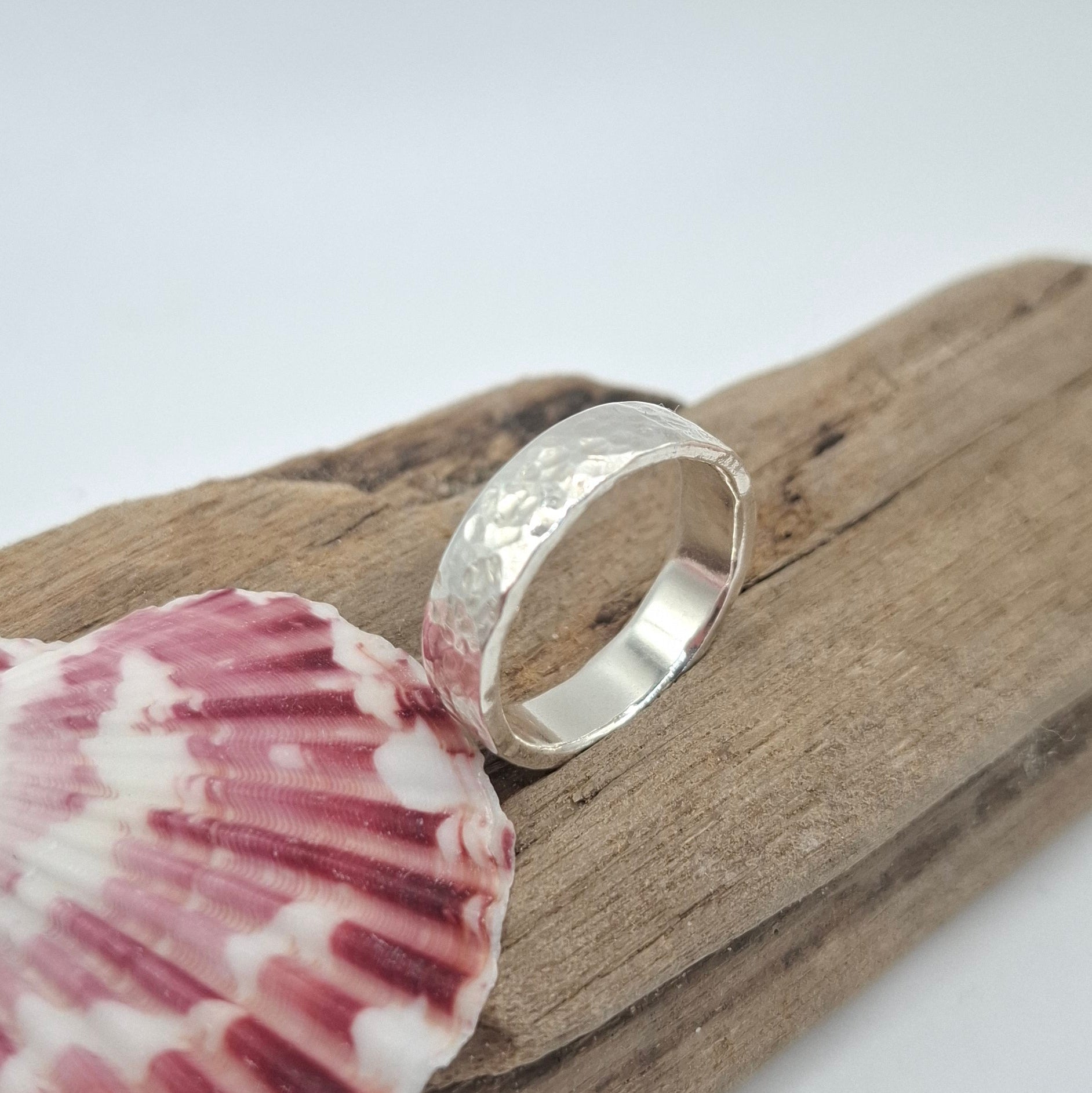 Hammered textured sterling silver ring | Ocean-Inspired Handmade Jewellery