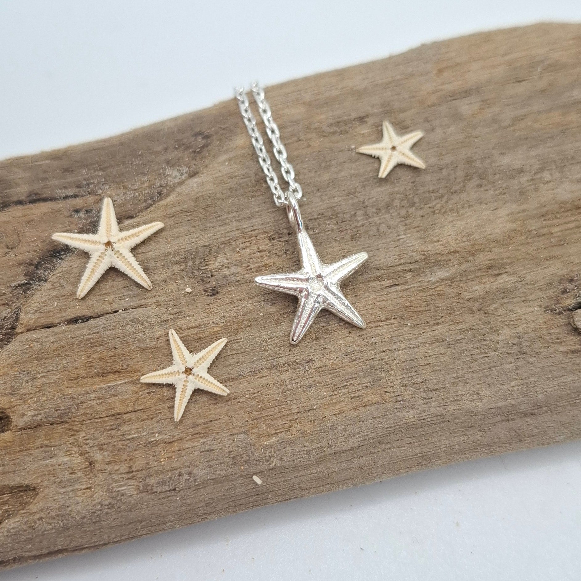 Cast silver starfish pendant with necklace | Ocean-Inspired Handmade Jewellery