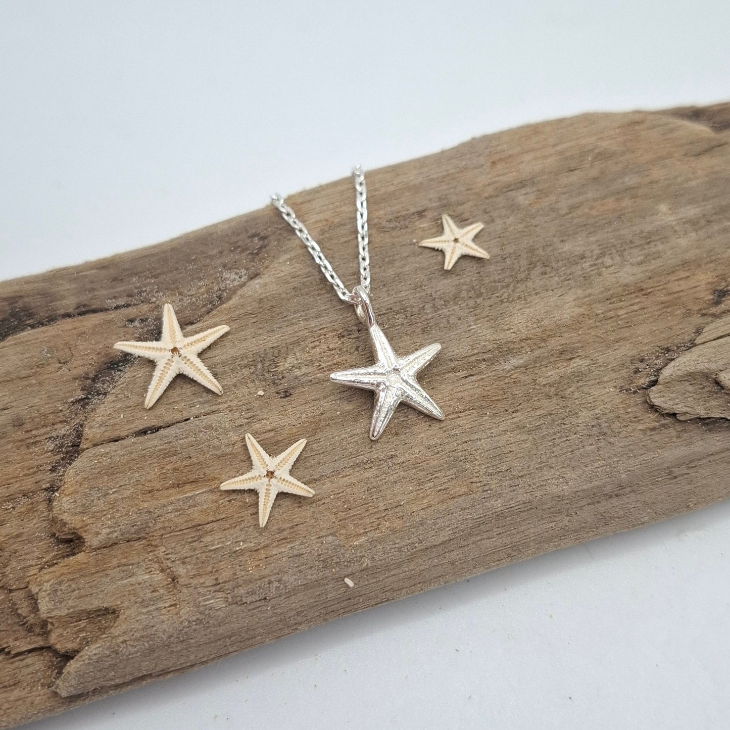 Cast silver starfish pendant with necklace | Ocean-Inspired Handmade Jewellery