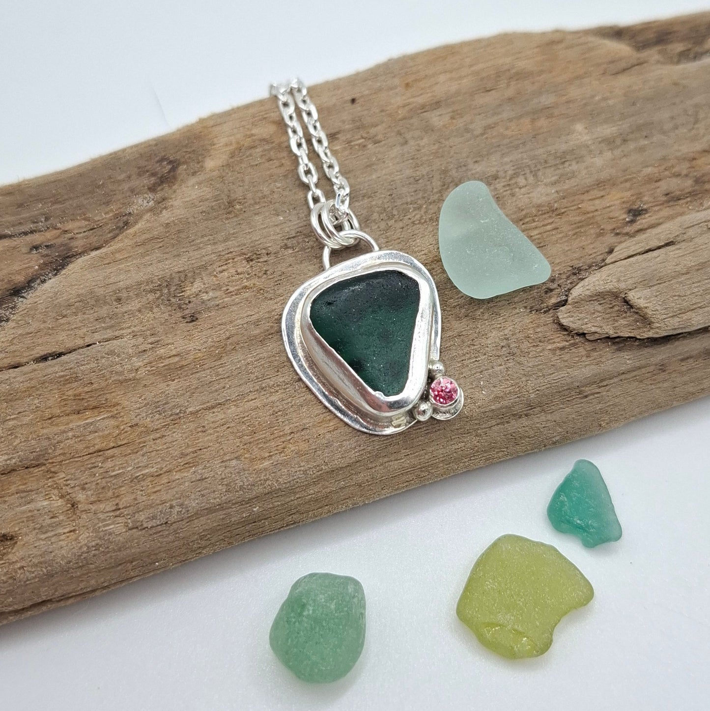 Channel Islands aqua green seaglass pendant | Ocean-Inspired Handmade Jewellery