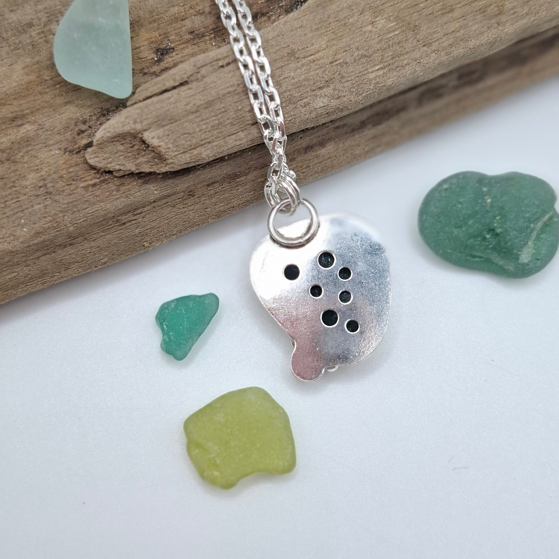 Channel Islands aqua green seaglass pendant | Ocean-Inspired Handmade Jewellery