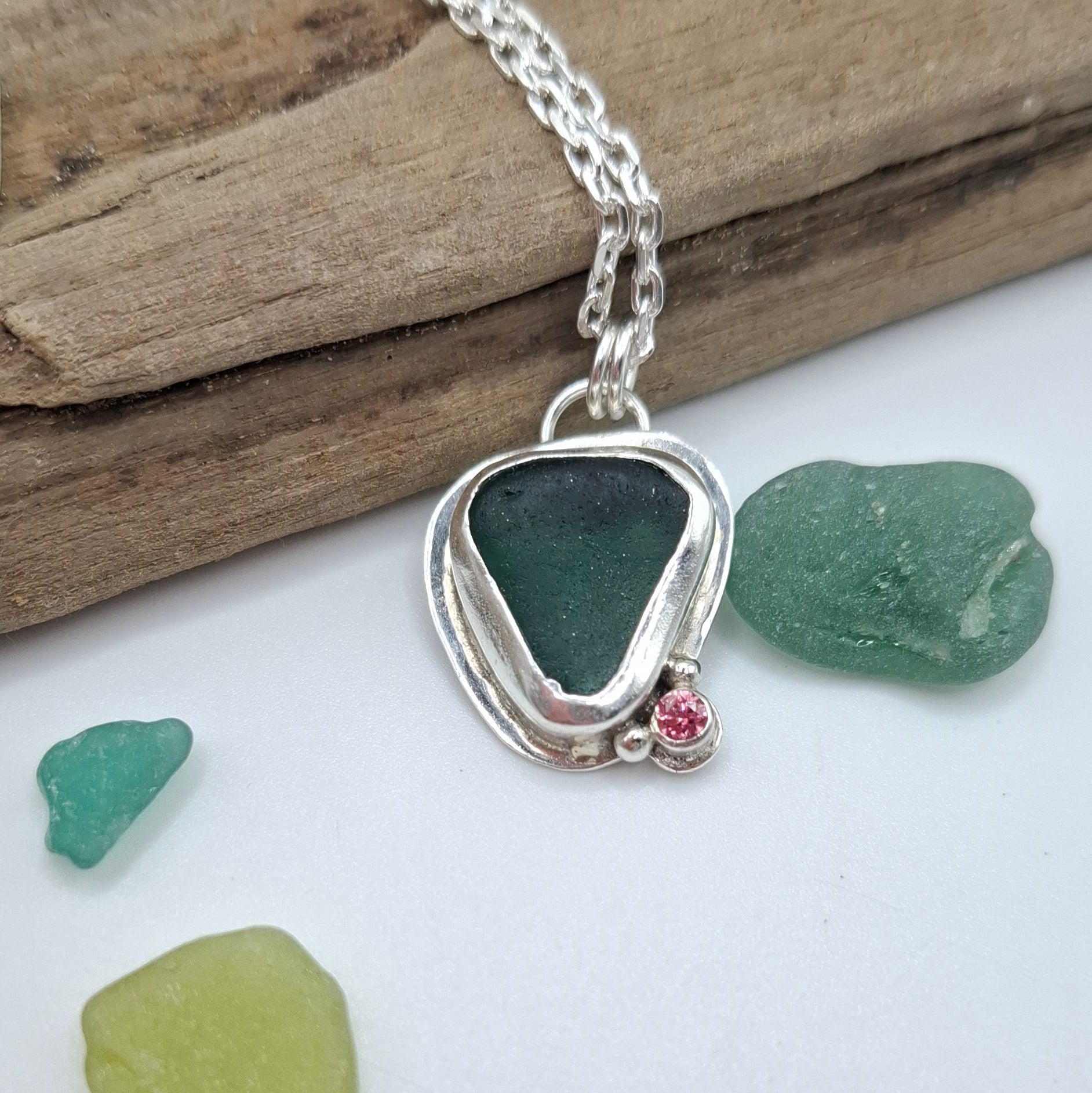 Channel Islands aqua green seaglass pendant | Ocean-Inspired Handmade Jewellery