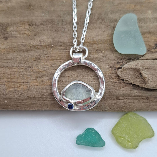 Channel Islands pale blue seaglass pendant | Ocean-Inspired Handmade Jewellery 