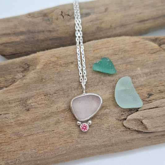 Channel Islands pale lilac seaglass pendant | Ocean-Inspired Handmade Jewellery
