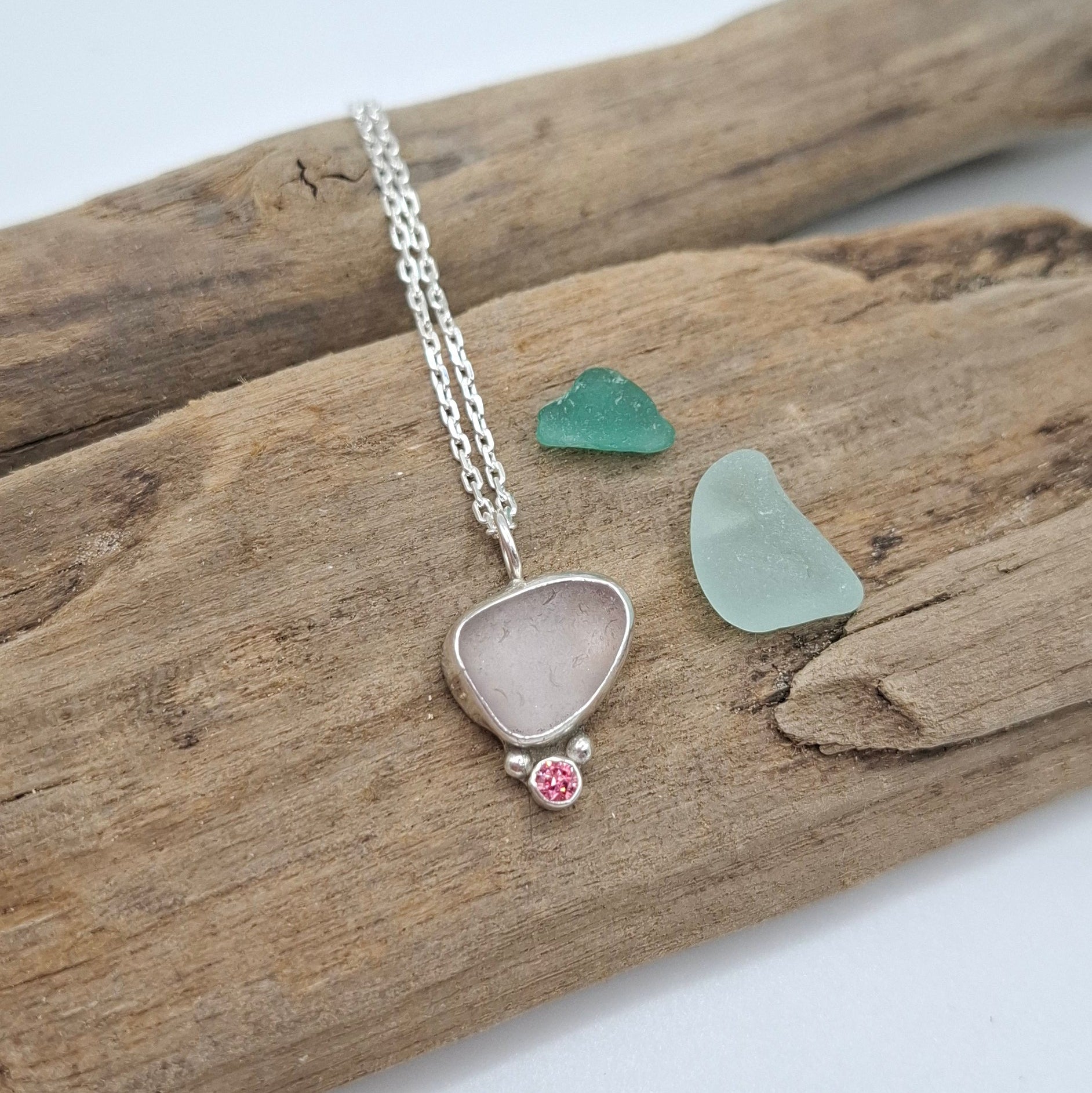 Channel Islands pale lilac seaglass pendant | Ocean-Inspired Handmade Jewellery