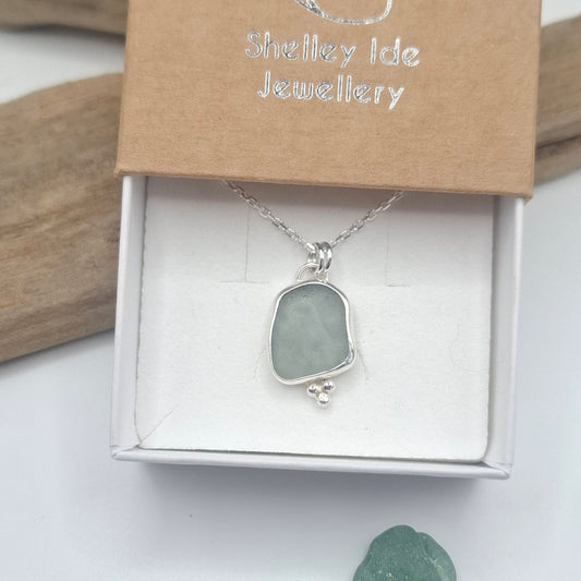 Channel Islands pale blue seaglass pendant | Ocean-Inspired Handmade Jewellery