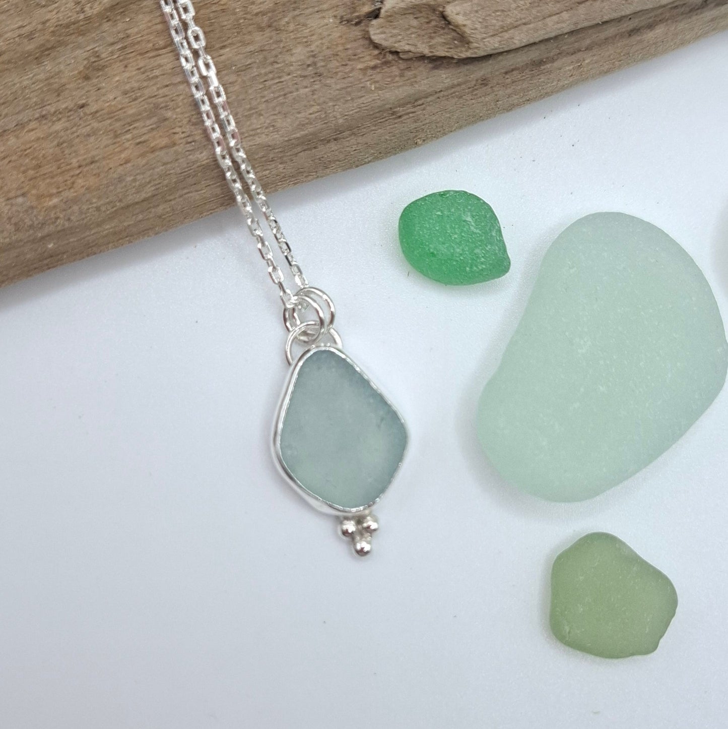 Channel Islands pale blue seaglass pendant