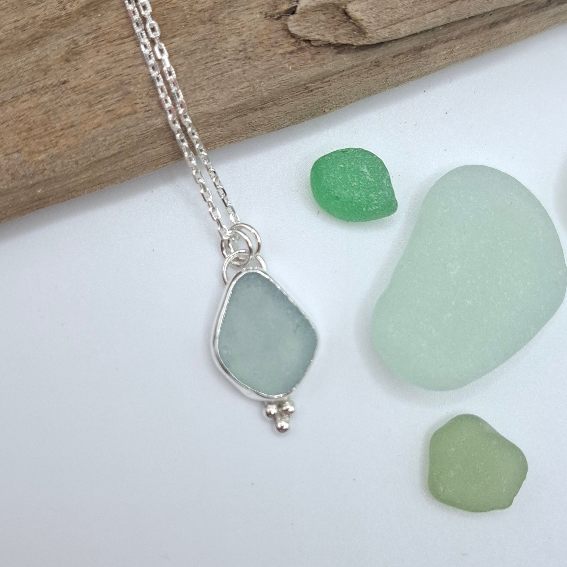 Channel Islands pale blue seaglass pendant