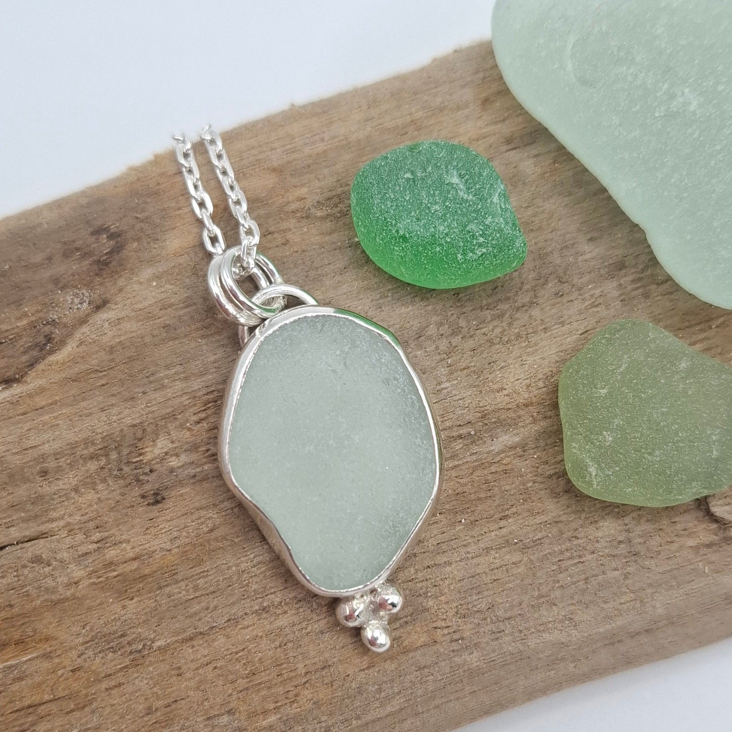 Channel Islands pale blue seaglass pendant 