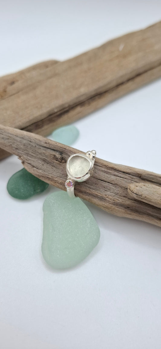 Sterling silver Channel Island seaglass ring 